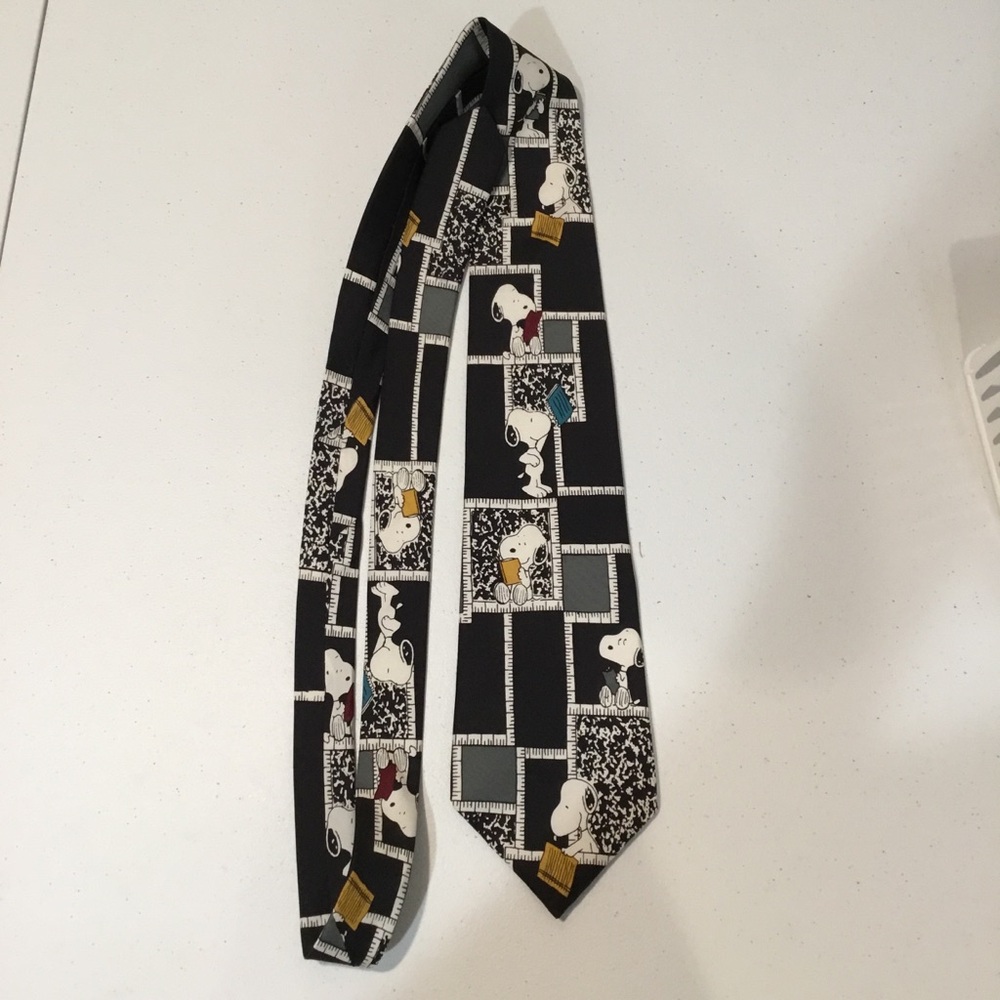 Vintage PEANUTS Teachers Pet SNOOPY Necktie school Made in USA, 100% Silk - Picture 5 of 9